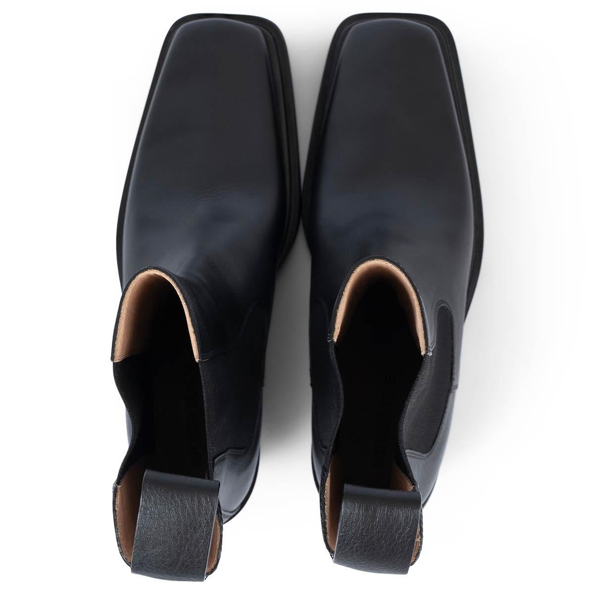 BOTTEGA VENETA black leather 2020 LEAN Cowboy Boots Shoes 38 (fit 39) For Sale 1