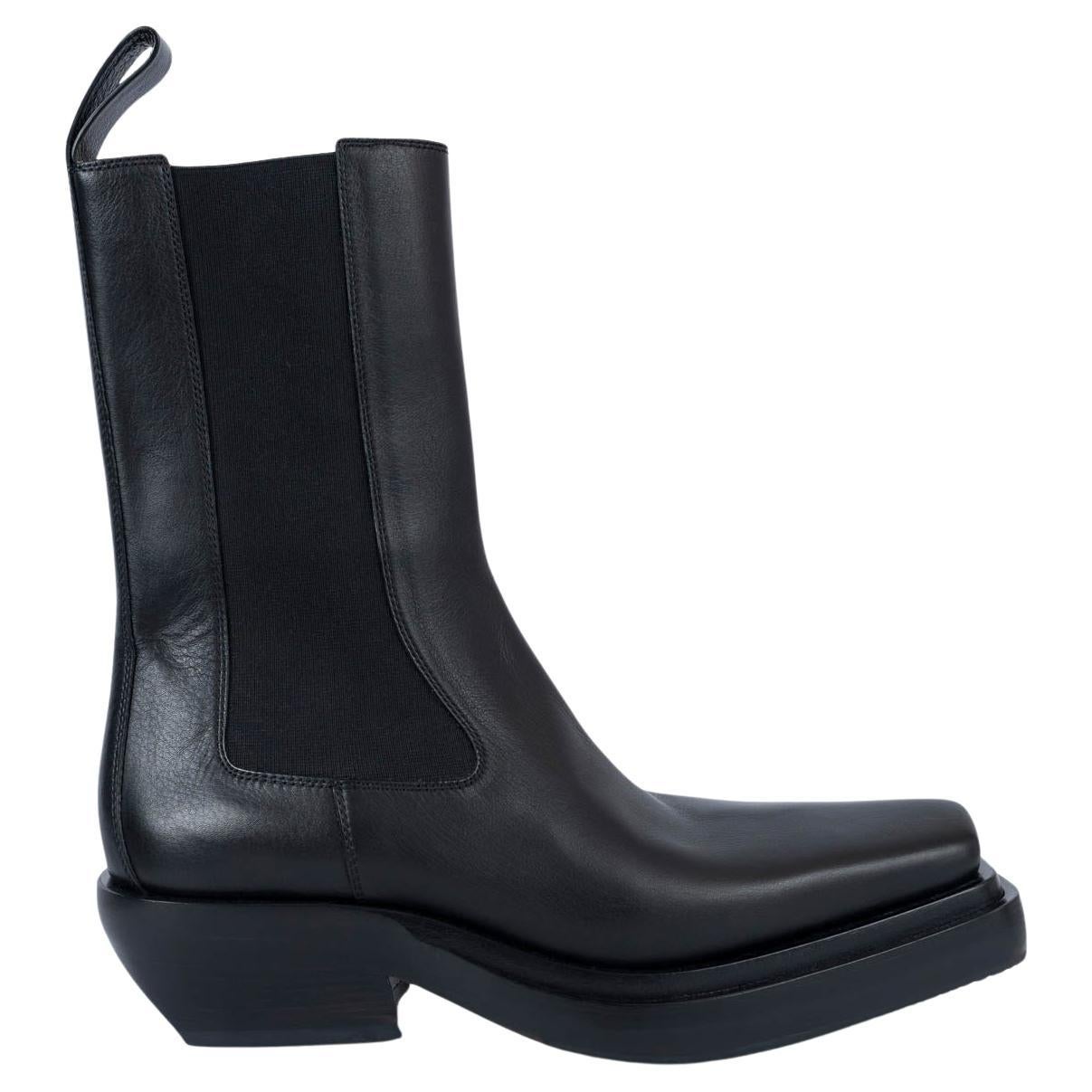 BOTTEGA VENETA black leather 2020 LEAN Cowboy Boots Shoes 38 (fit 39) For Sale