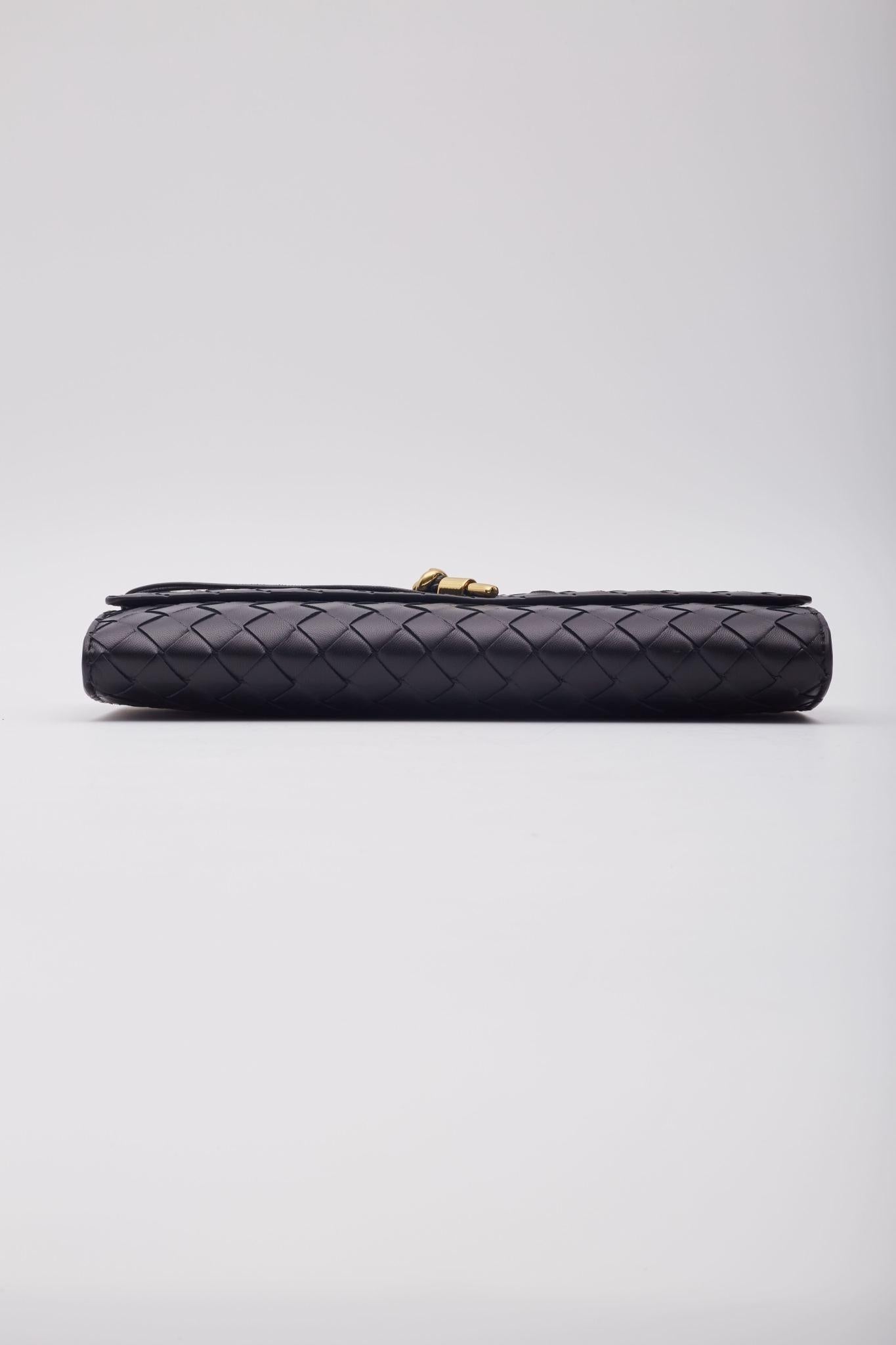 Bottega Veneta Black Leather Andiamo Long Clutch Bag For Sale 1