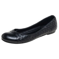 Bottega Veneta Black Leather Ballet Flats Size 39.5