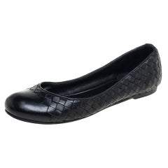 Bottega Veneta Black Leather Ballet Flats Size 39.5