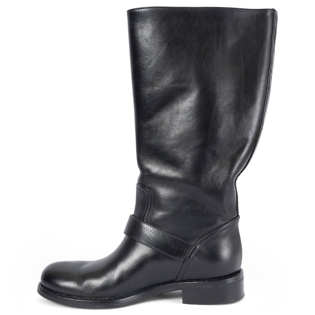 BOTTEGA VENETA cuir noir BIKER Bottes Chaussures 36 Excellent état - En vente à Zürich, CH