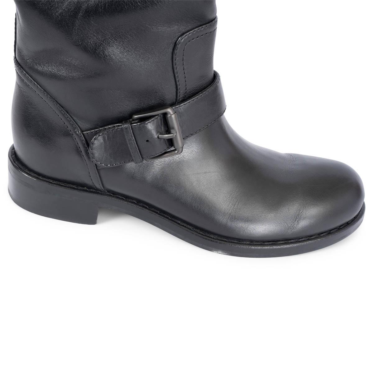 BOTTEGA VENETA black leather BIKER Boots Shoes 36 For Sale 2