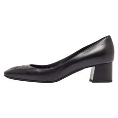 Bottega Veneta Black Leather Block Heel Pumps Size 39