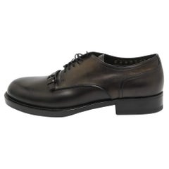 Bottega Veneta Black Leather Buckle Detail Lace Up Derby Size 42