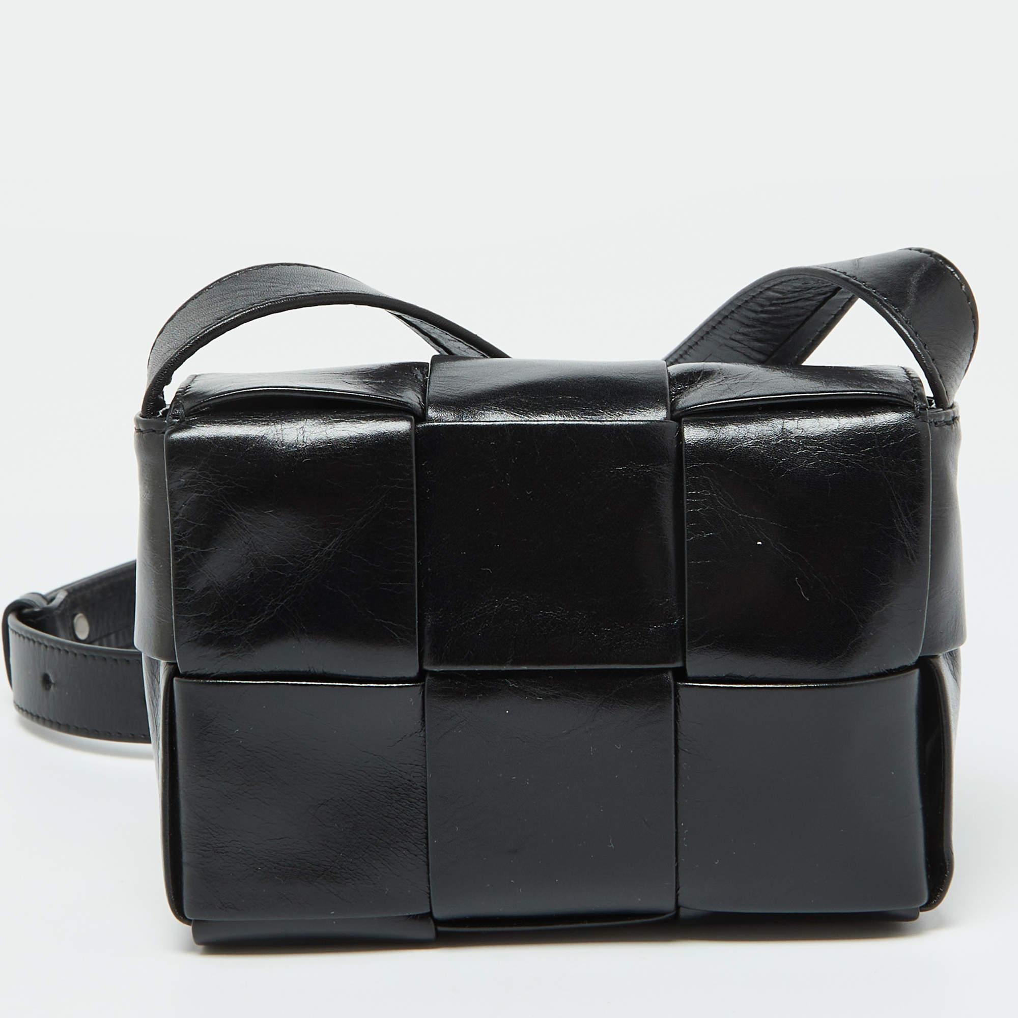 Women's Bottega Veneta Black Leather Cassette Crossbody Bag