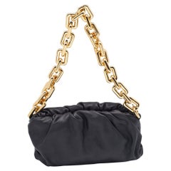 Bottega Veneta Black Leather Chain Pouch Clutch