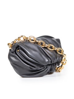 Bottega Veneta Black Leather Chain Pouch Crossbody Bag