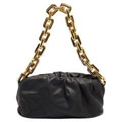Used Bottega Veneta Black Leather Chain Pouch Shoulder Bag