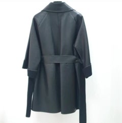 Bottega Veneta Schwarzer Ledermantel Sz.38