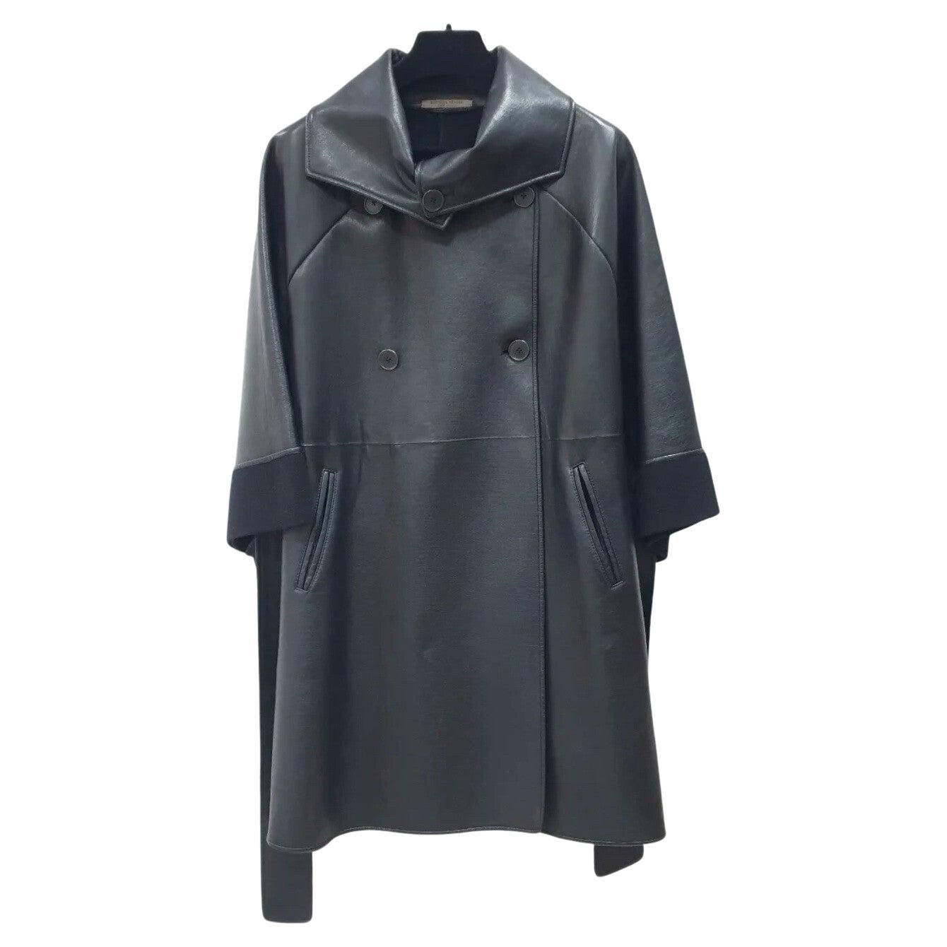Bottega Veneta Schwarzer Ledermantel Sz.38