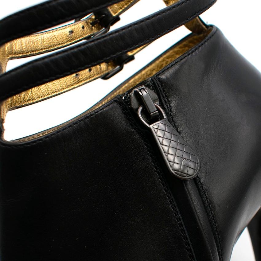 Women's Bottega Veneta Black Leather Double Strap Booties 35.5