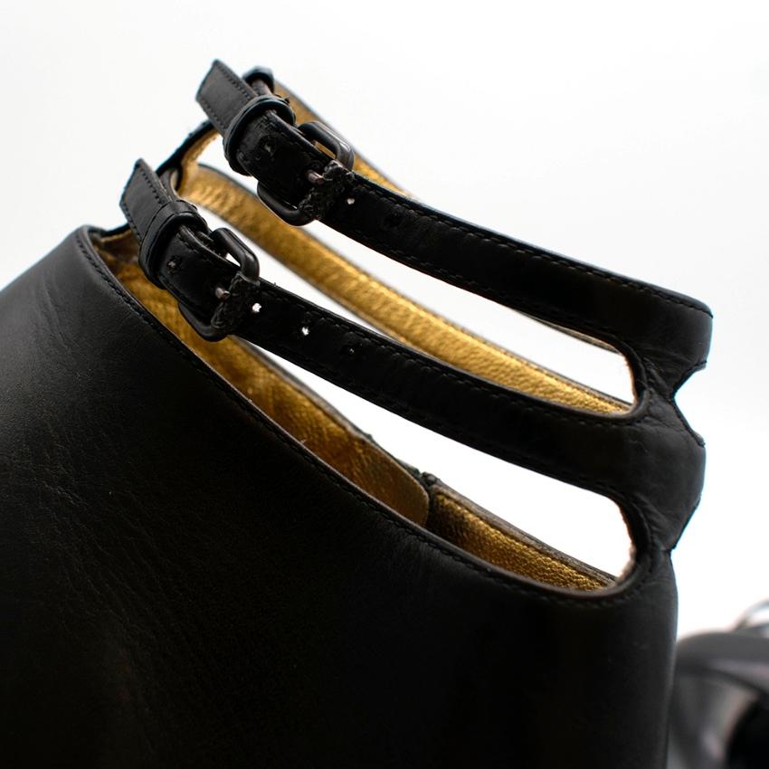 Bottega Veneta Black Leather Double Strap Booties 35.5 1