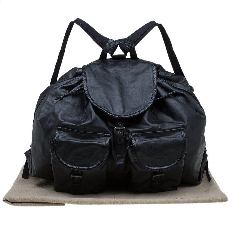 Bottega Veneta Black Leather Drawstring Backpack 5