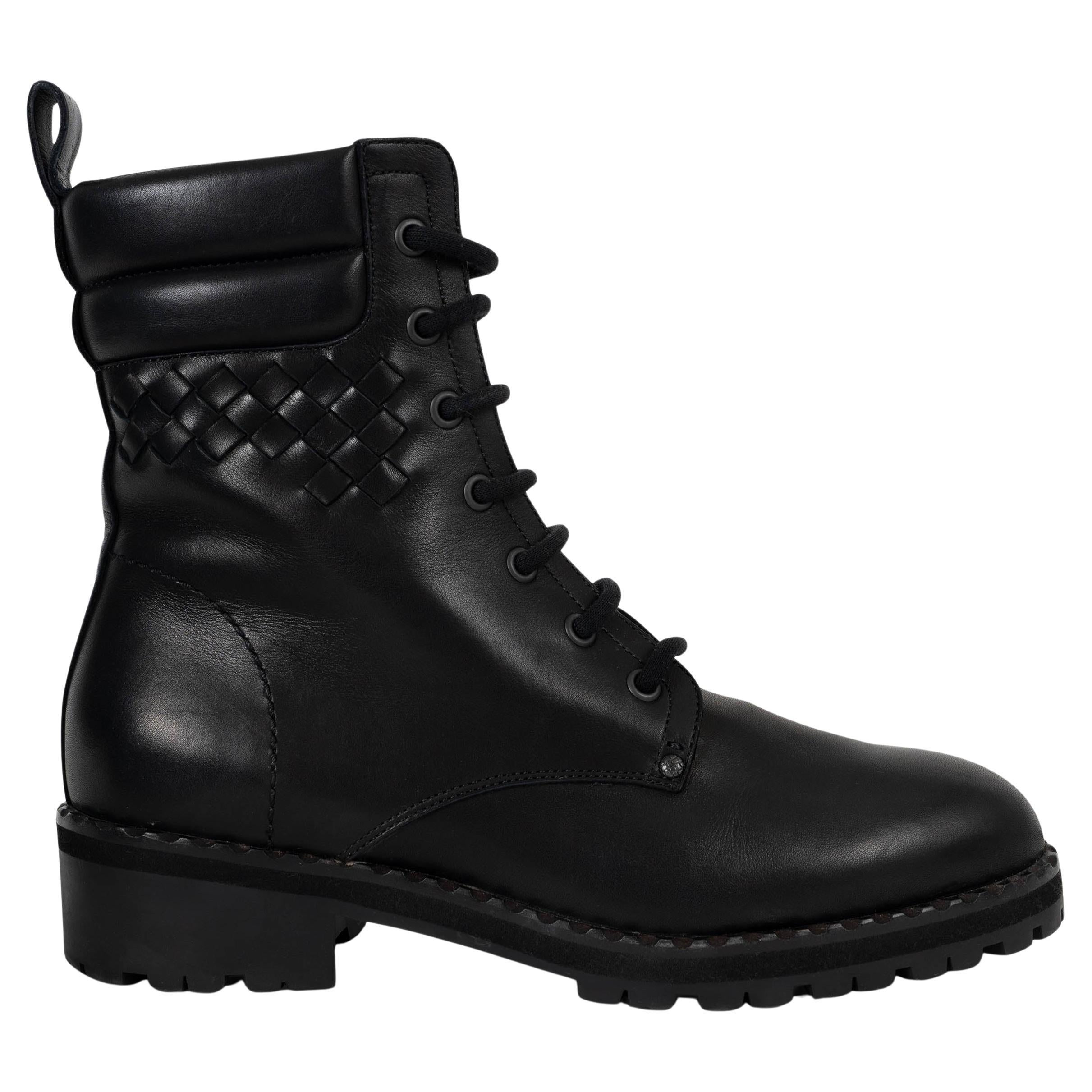 BOTTEGA VENETA Schwarze ELDFELL Combat Stiefel aus Leder ELDFELL in Schwarz, Schuhe 39 Nero, Toskana, Kalbsleder