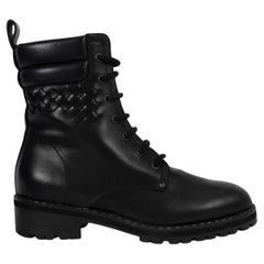 BOTTEGA VENETA black leather ELDFELL Combat Boots Shoes 39 Nero Tuscany Calf