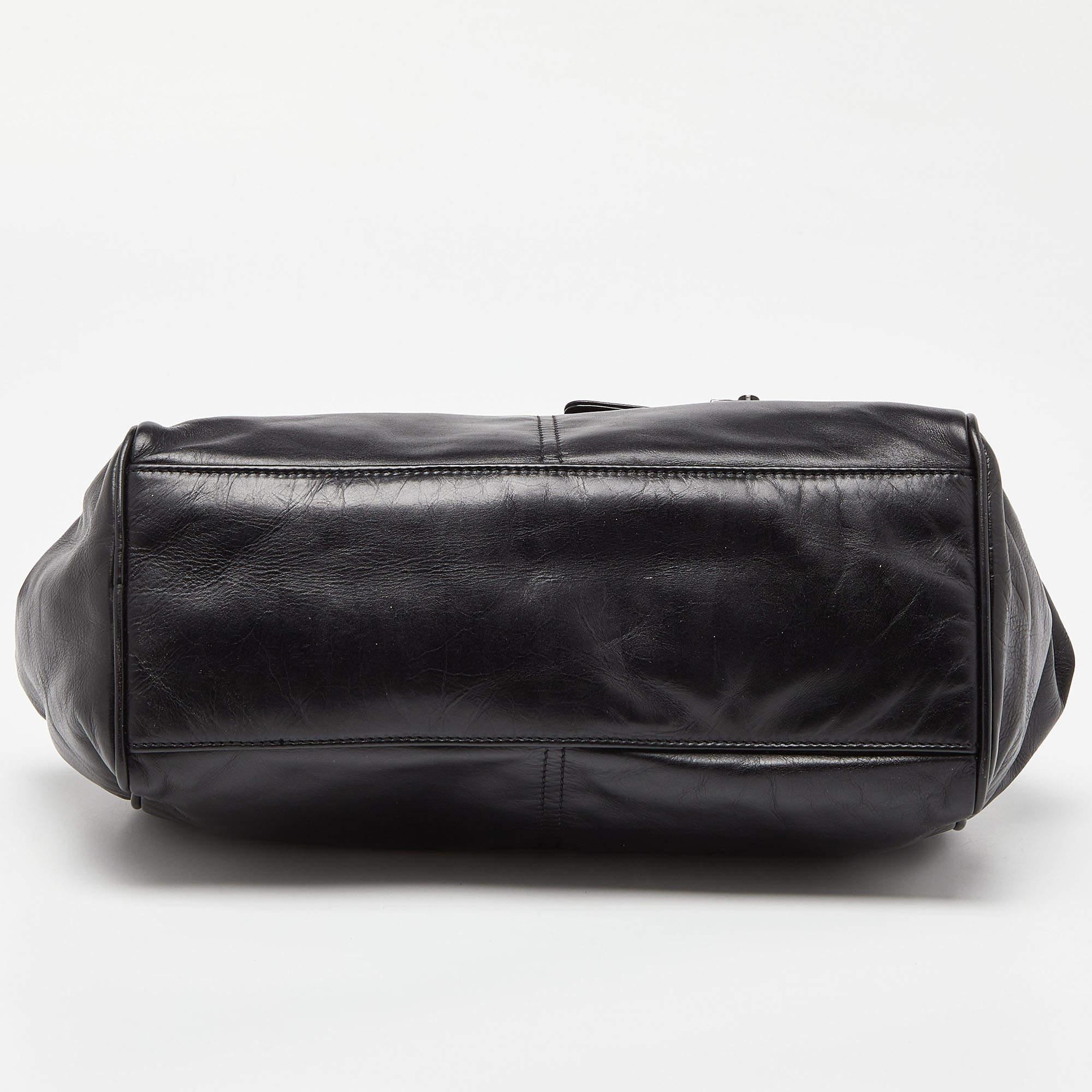 Bottega Veneta Black Leather Front Pocket Satchel For Sale 1