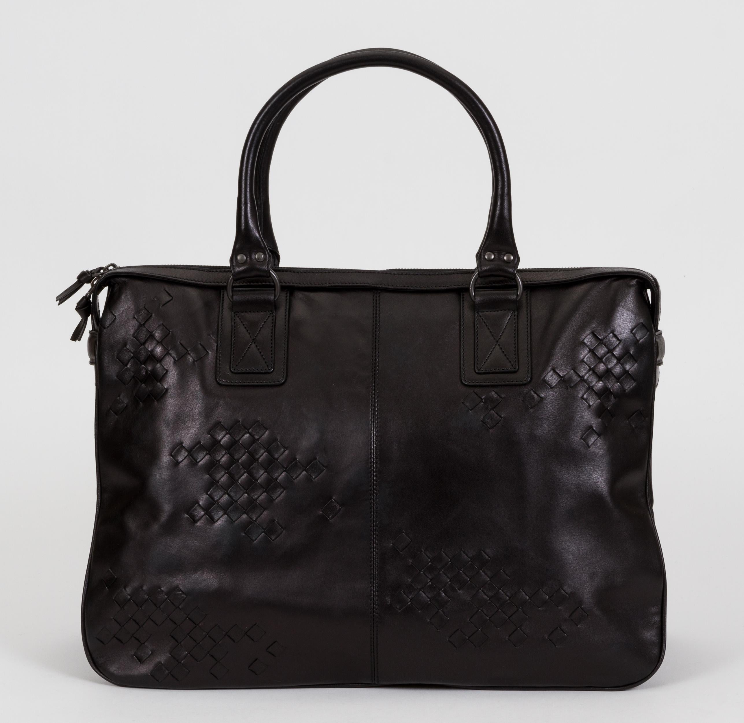 black leather handbag with compartments