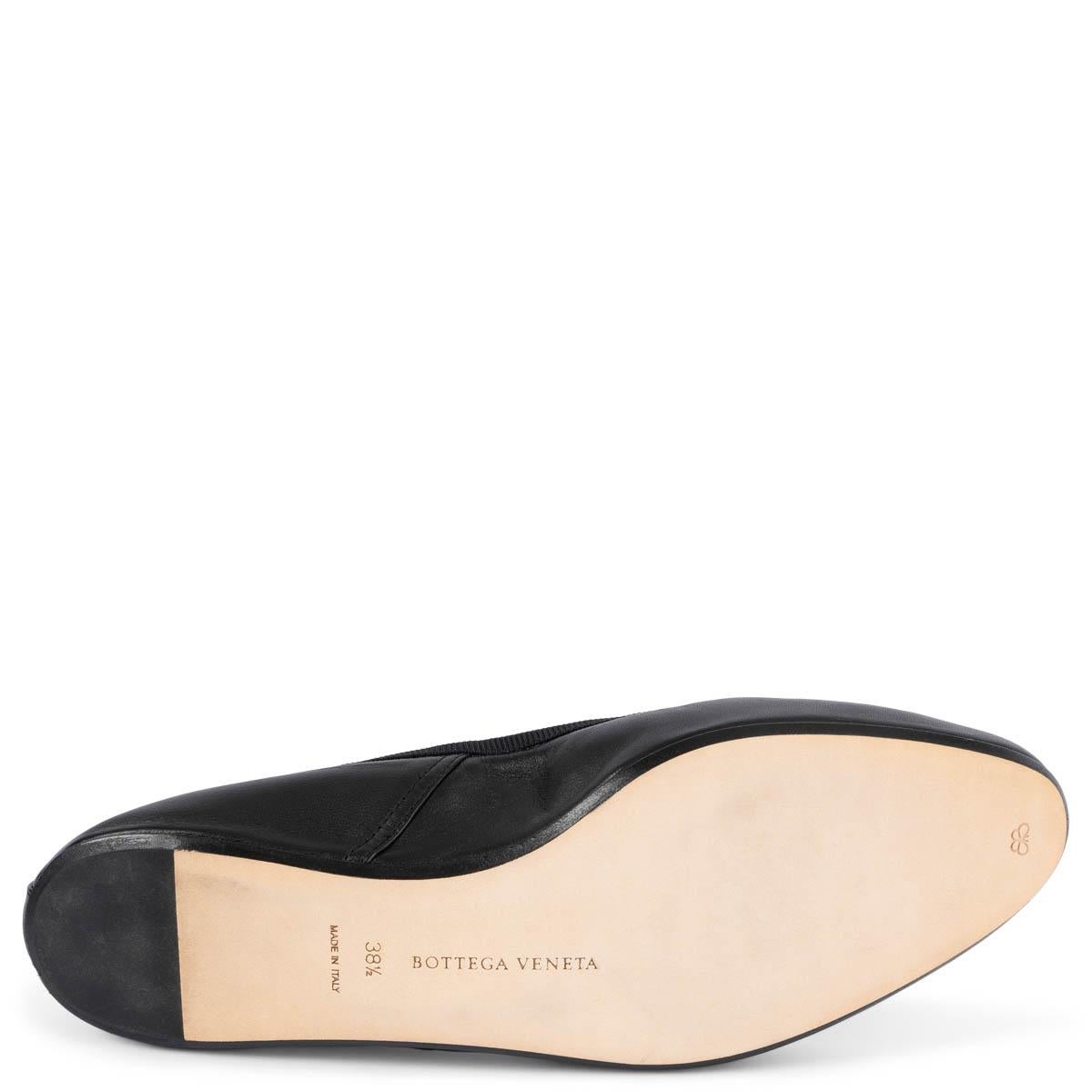 BOTTEGA VENETA black leather INTRECCIATO Ballet Flats Shoes 38.5 1