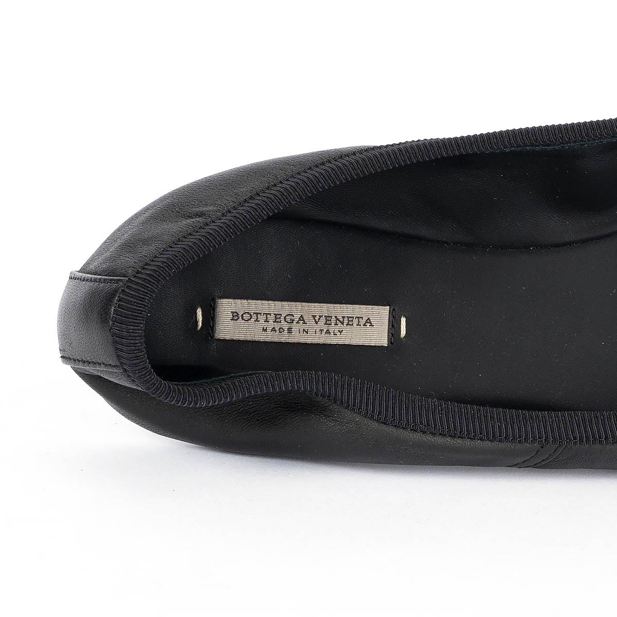 BOTTEGA VENETA black leather INTRECCIATO Ballet Flats Shoes 38.5 2