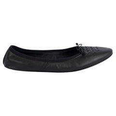 Used BOTTEGA VENETA black leather INTRECCIATO Ballet Flats Shoes 38.5