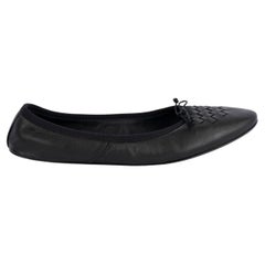 BOTTEGA VENETA schwarze INTRECCIATO Ballettschuhe aus Leder 38,5