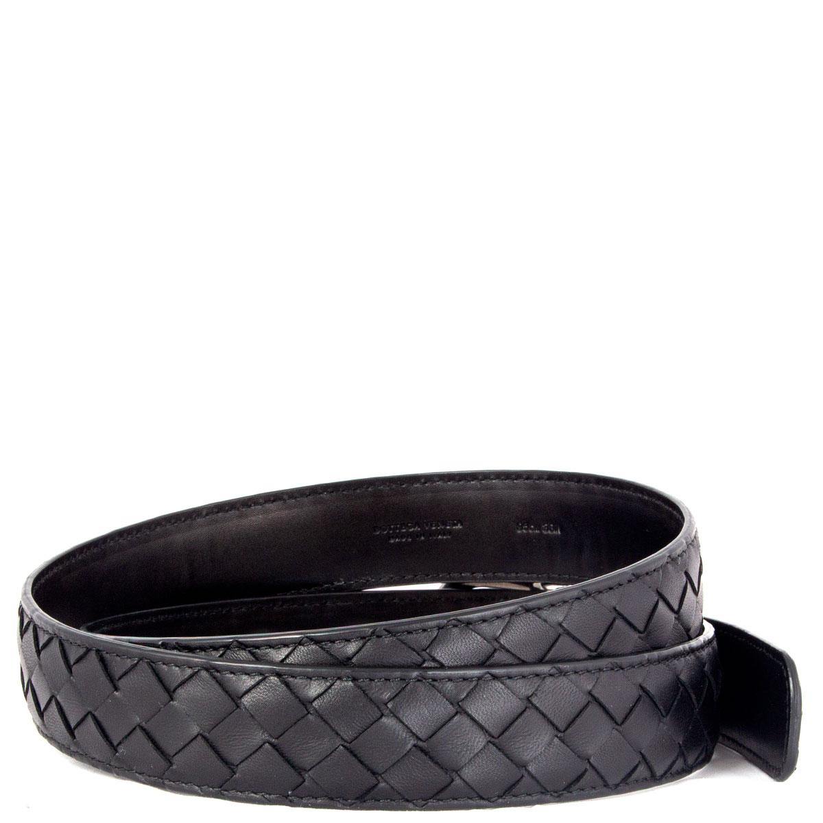 BOTTEGA VENETA INTRECCIATO GÜRTEL aus schwarzem Leder 95 (Schwarz)
