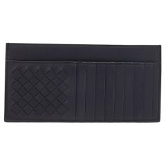 Bottega Veneta Black Leather Intrecciato Cheque Wallet