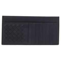 Bottega Veneta Schwarzes Leder Intrecciato Cheque Brieftasche