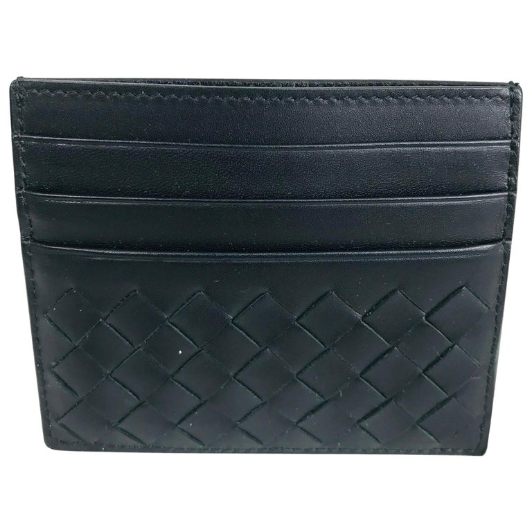 Bottega Veneta Black Leather Intrecciato Credit Card Case Unused at 1stDibs
