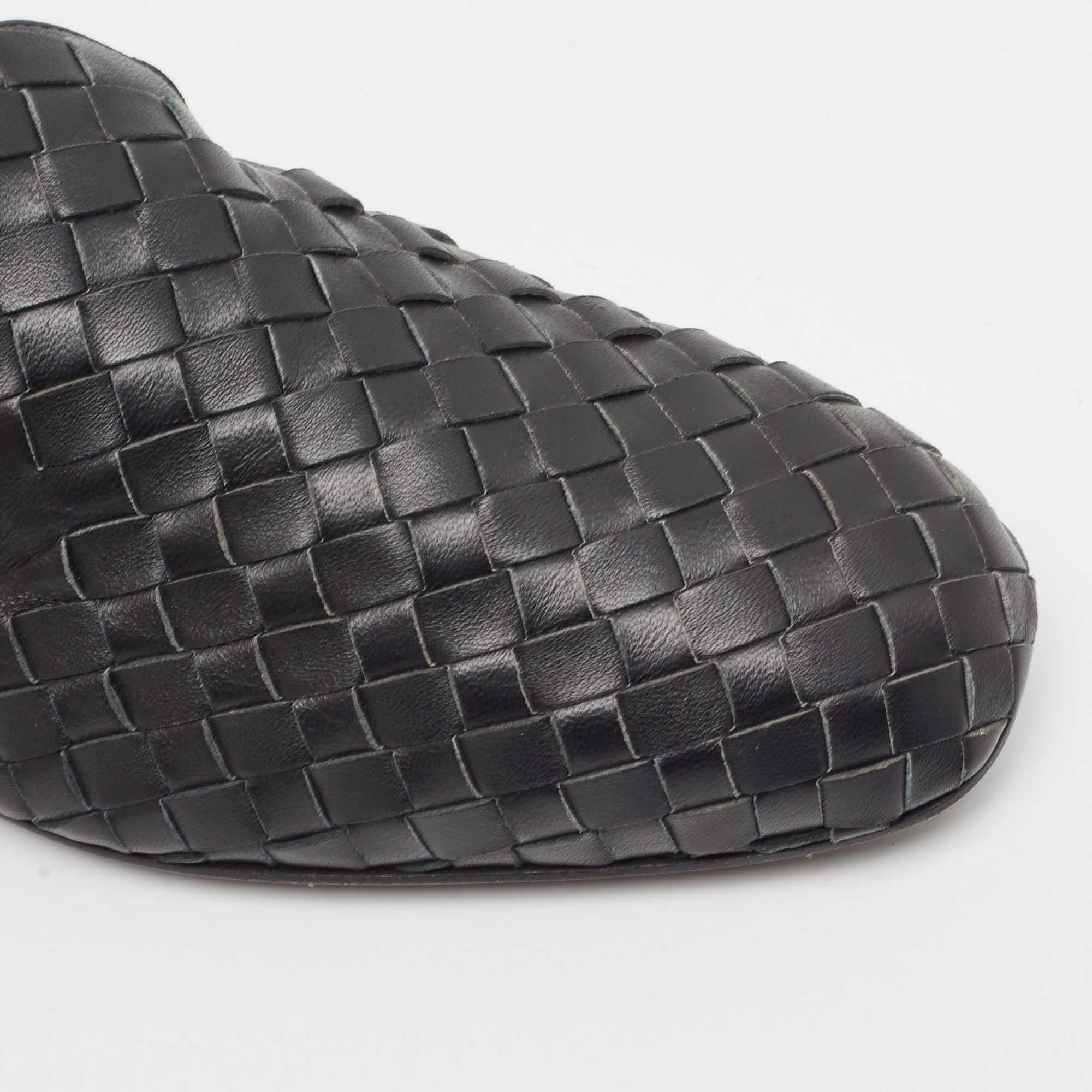 Bottega Veneta Black Leather Intrecciato Loafers Size 38 1