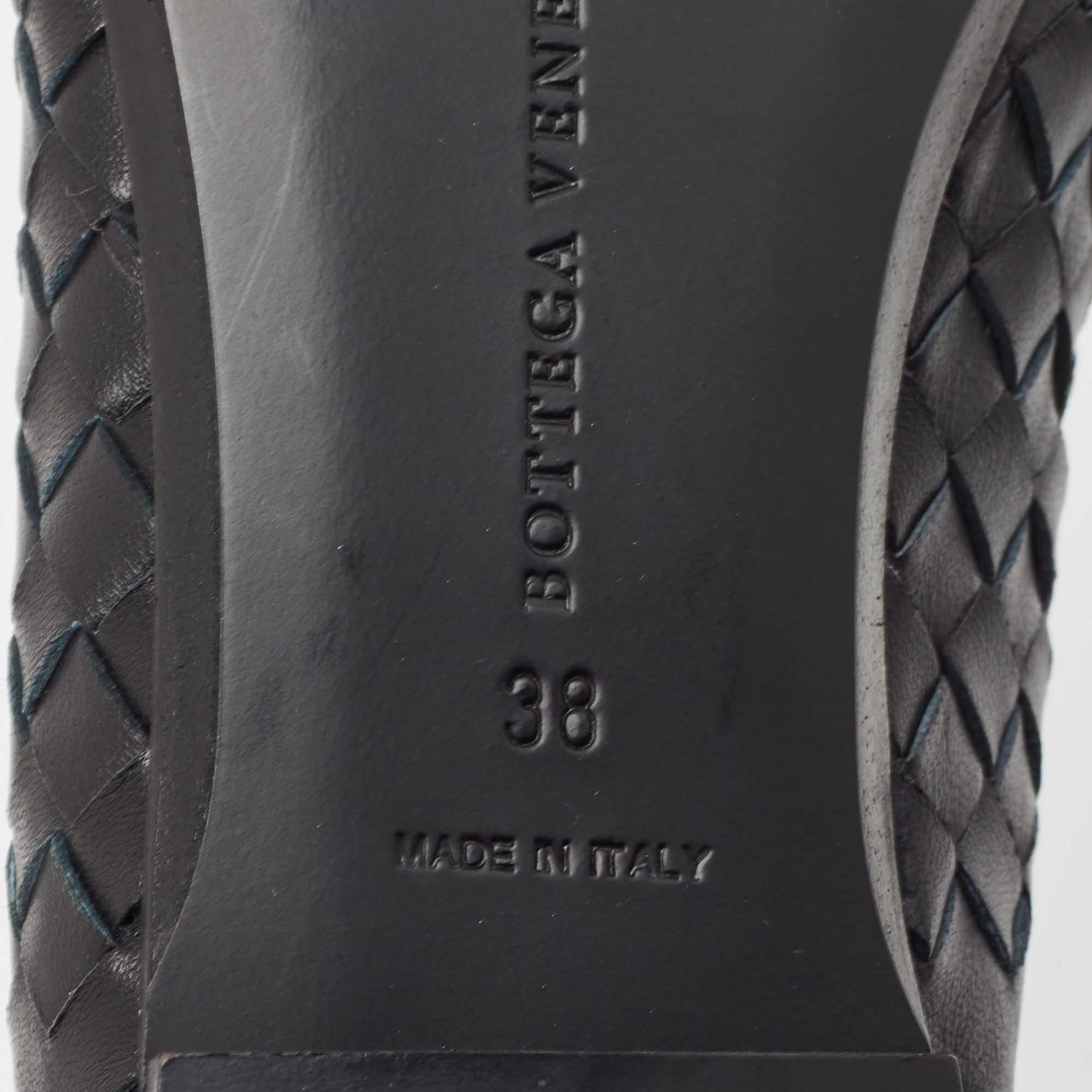 Bottega Veneta Black Leather Intrecciato Loafers Size 38 2