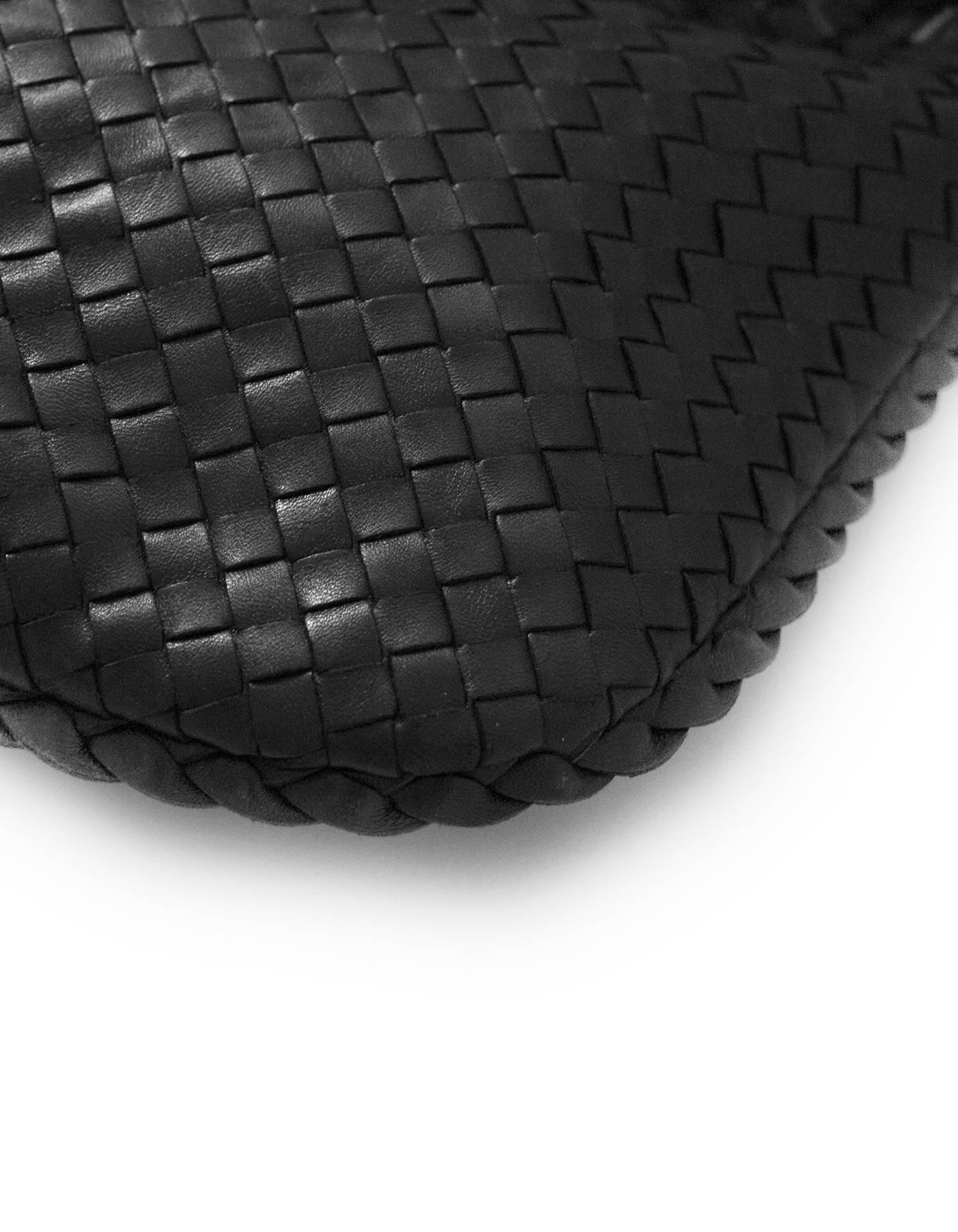 Women's Bottega Veneta Black Leather Intrecciato Medium Hobo Bag