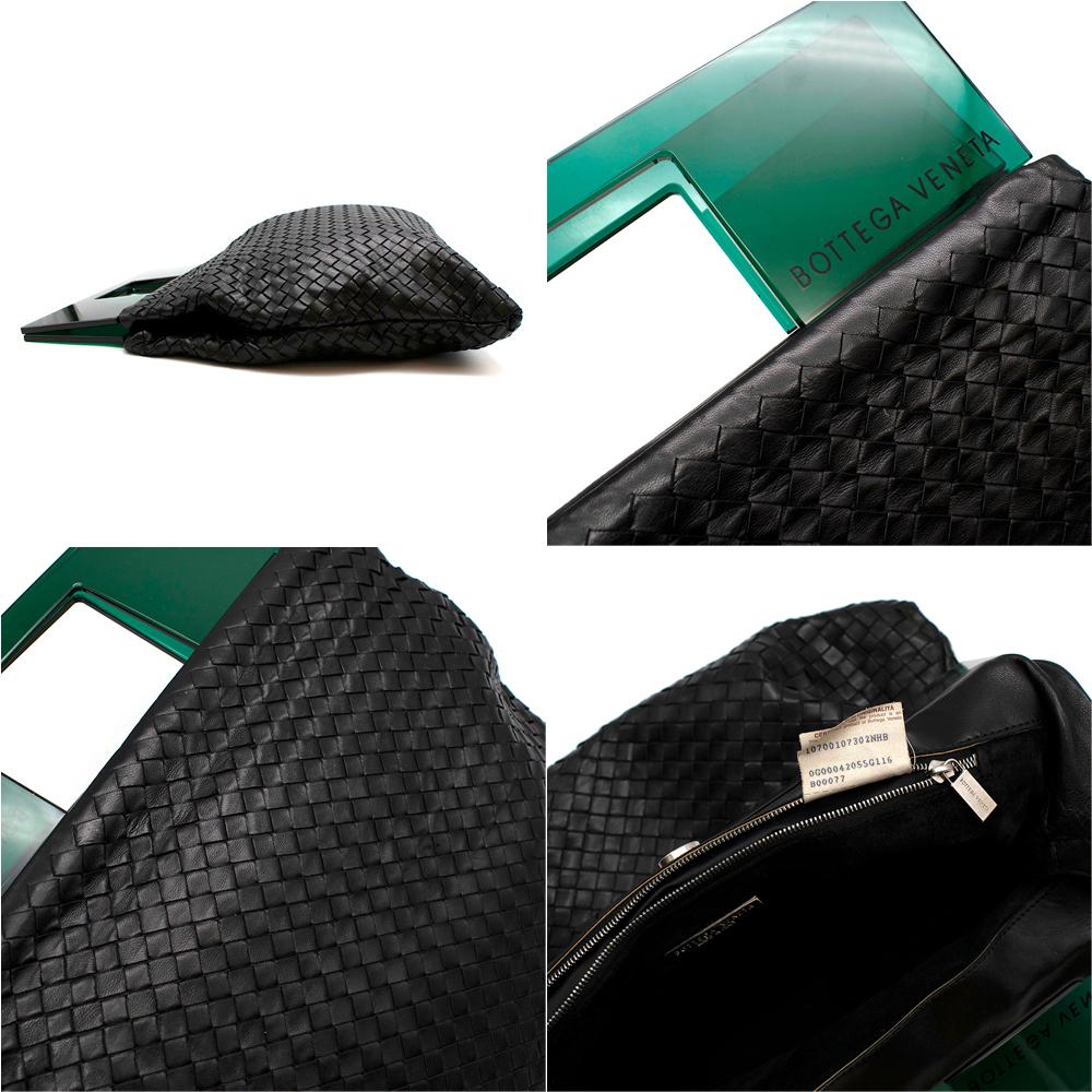 Bottega Veneta Black Leather Intrecciato Plexi Bag  4