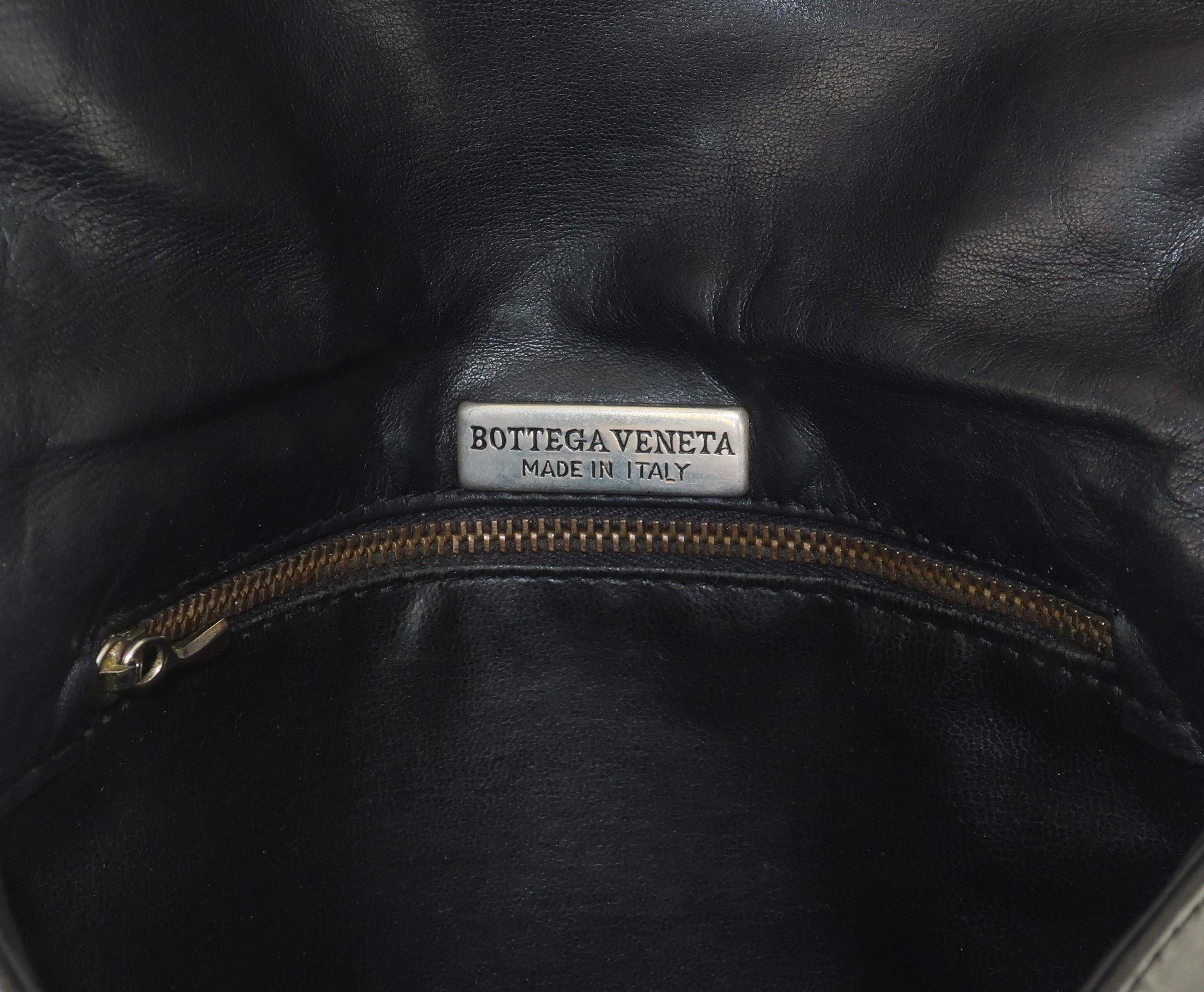 BOTTEGA VENETA Black Leather Intrecciato Shoulder Strap Handbag, 1970's 7