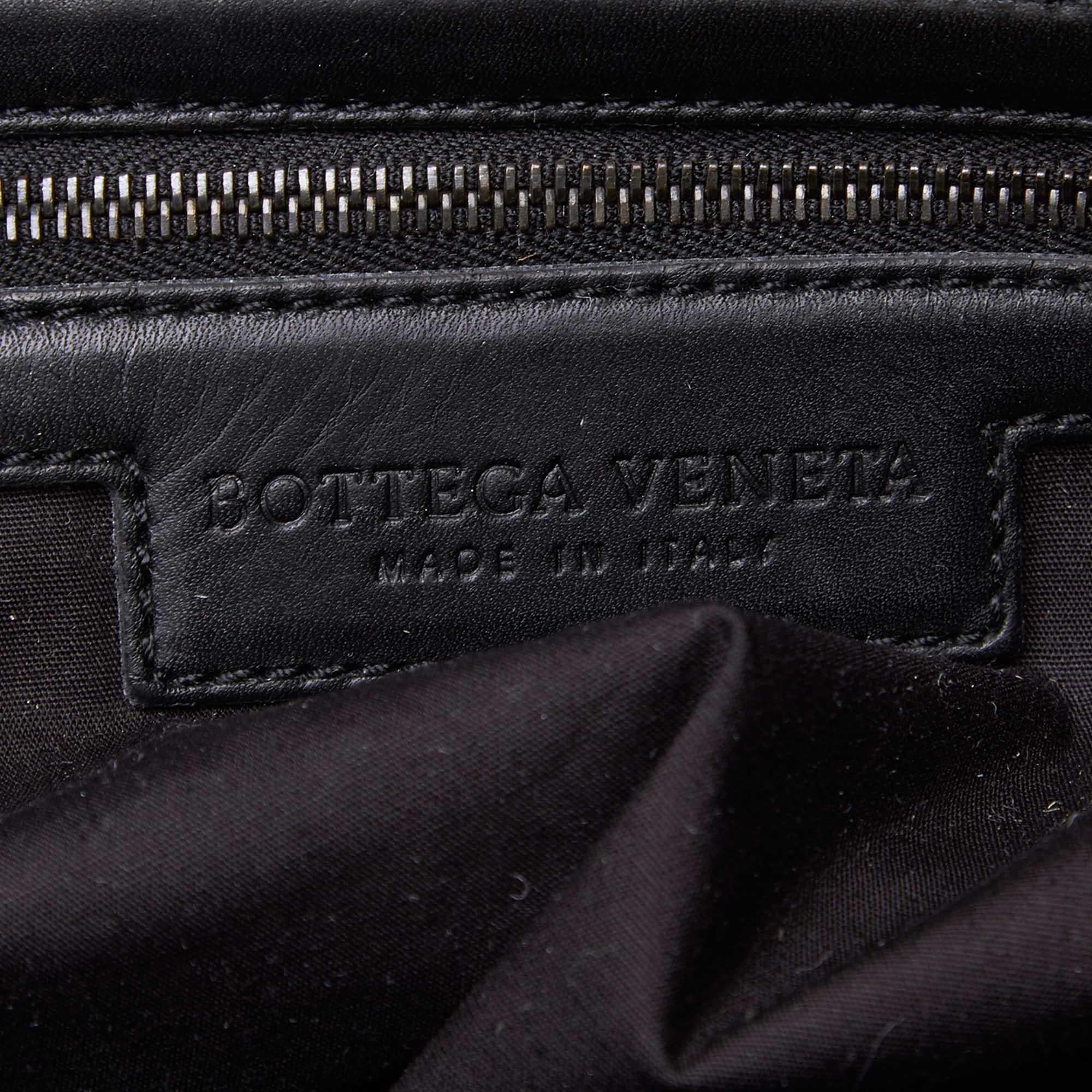 Bottega Veneta Black  Leather Intrecciato Weekender Italy w/ Dust Bag For Sale 2