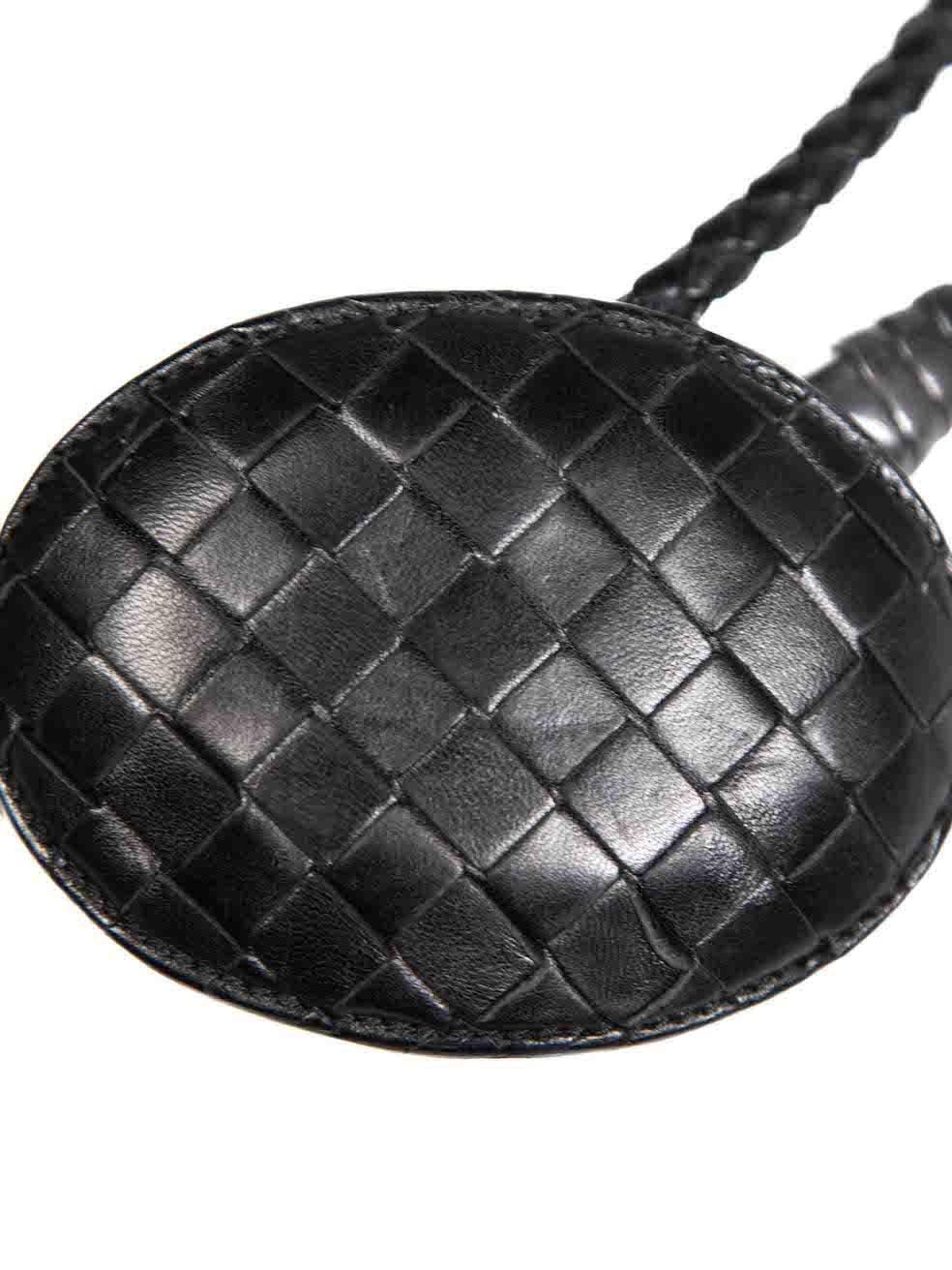 Women's Bottega Veneta Black Leather Intrecciato Woven Belt For Sale