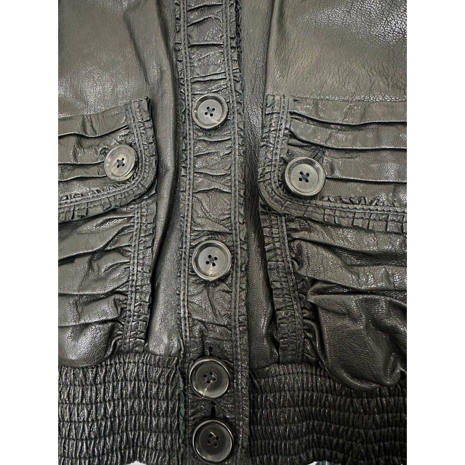 Nero Bottega Veneta Giacca di pelle nera Sz.42 Pre-owned in vendita