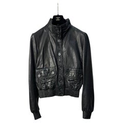 Bottega Veneta Giacca di pelle nera Sz.42 Pre-owned