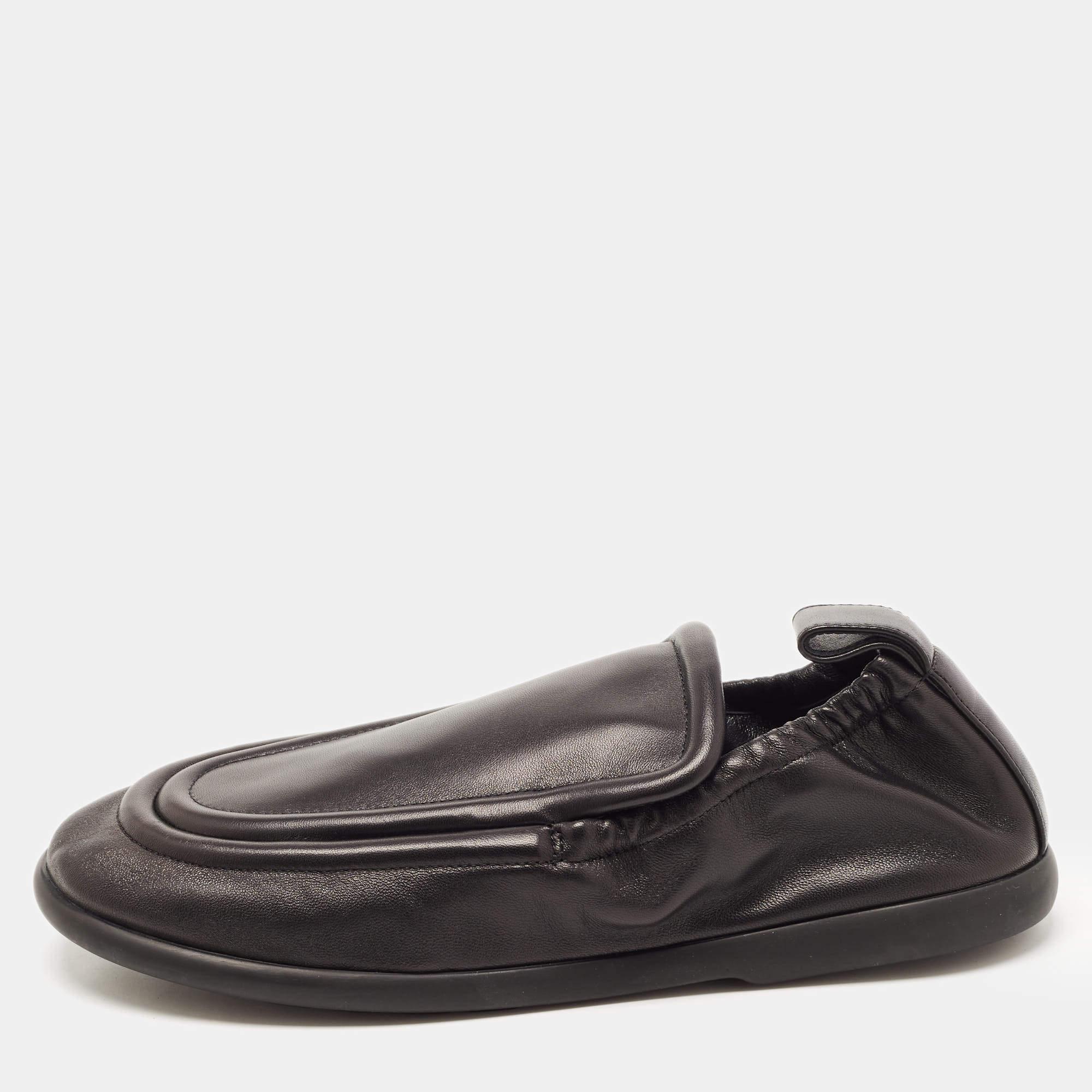 Bottega Veneta Black Leather Lagoon Elastic Loafer Size 43 1