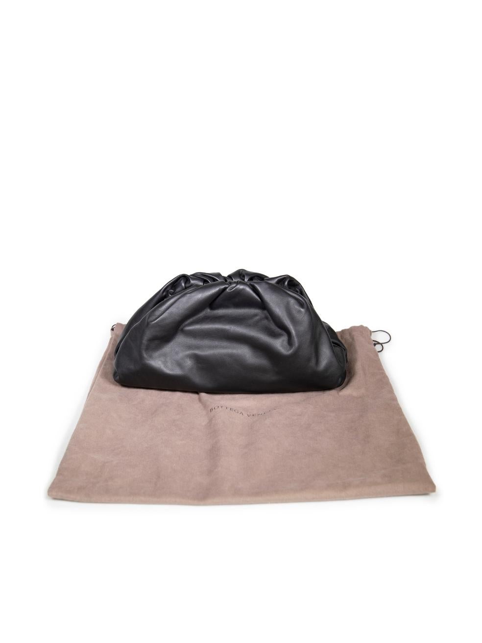 Bottega Veneta Black Leather Large Pouch Clutch For Sale 4