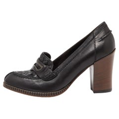 Bottega Veneta Black Leather Loafer Pumps Size 35.5