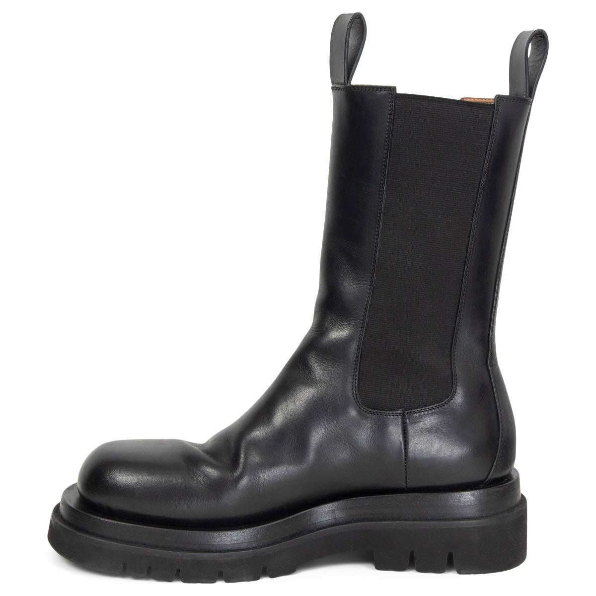 Black BOTTEGA VENETA black leather LUG Mid Calf Boots Shoes 40