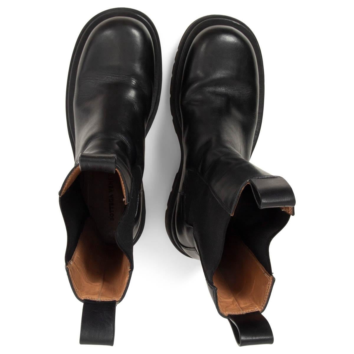 Women's BOTTEGA VENETA black leather LUG Mid Calf Boots Shoes 40