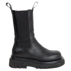 BOTTEGA VENETA black leather LUG Mid Calf Combat Boots Shoes 36