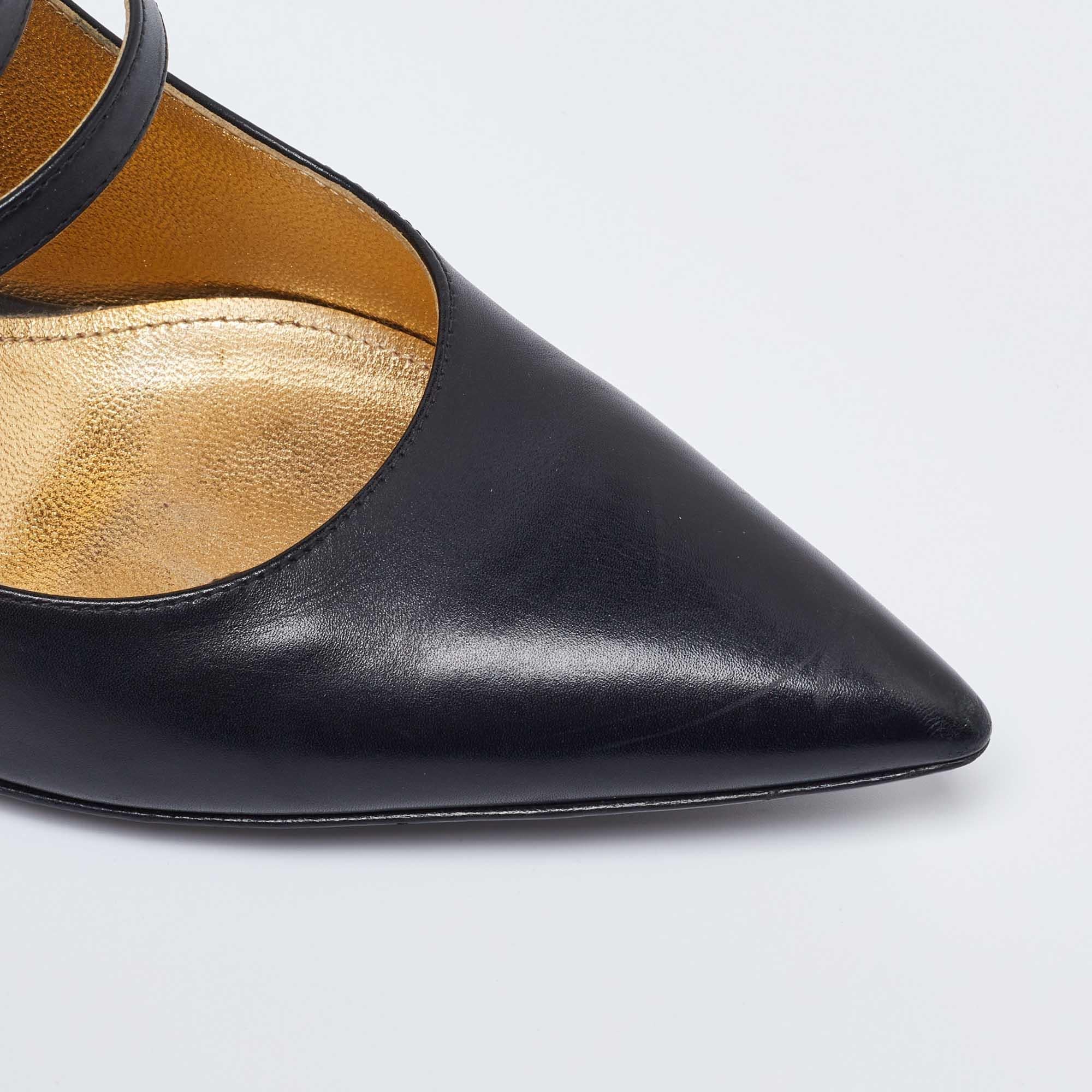 Bottega Veneta Black Leather Mary Jane Pumps Size 37.5 For Sale 3