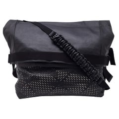 Bottega Veneta Black Leather Messenger Bag