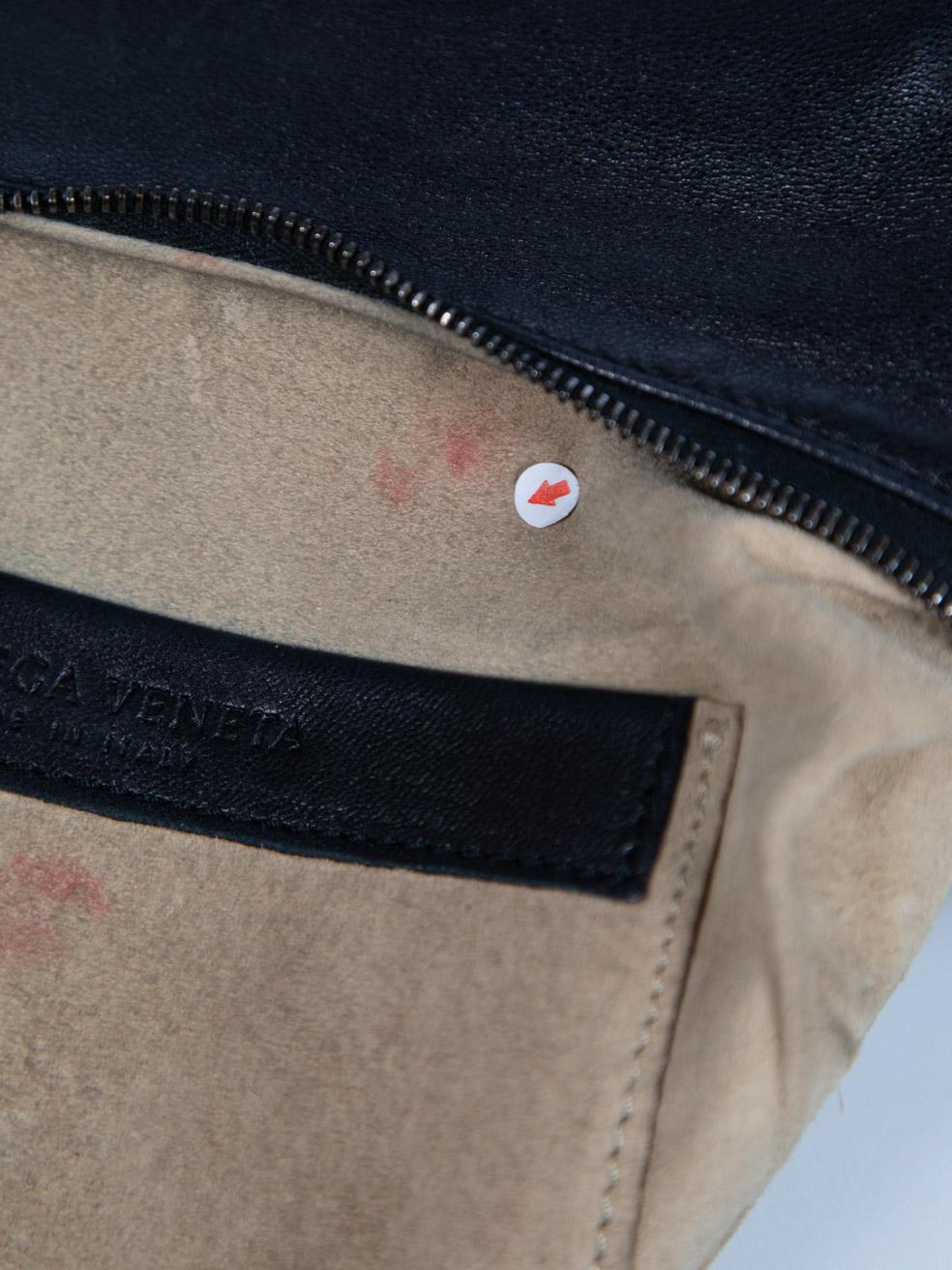 Black Calf Leather Intrecciato Design Bag