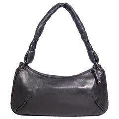 Bottega Veneta Black Leather Mini Intrecciato Bag