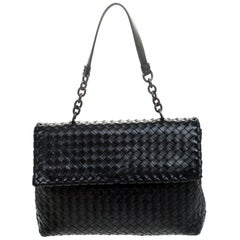 Bottega Veneta Black Leather Olimpia Chain Strap Shoulder Bag